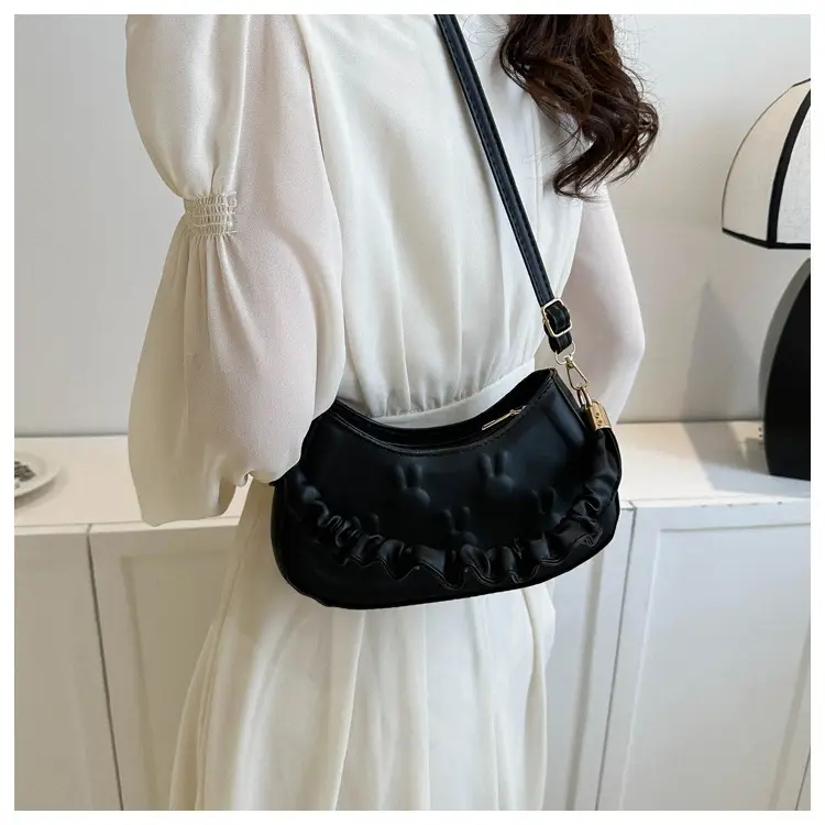 Women's 2024 Spring Semi-Round Shoulder Bag White - Image 5