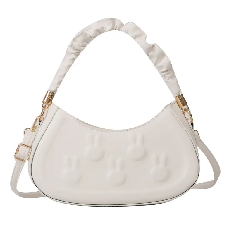 Women's 2024 Spring Semi-Round Shoulder Bag White - Image 7