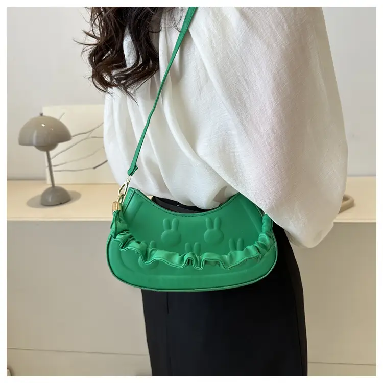 Women's 2024 Spring Semi-Round Shoulder Bag White — feature 11