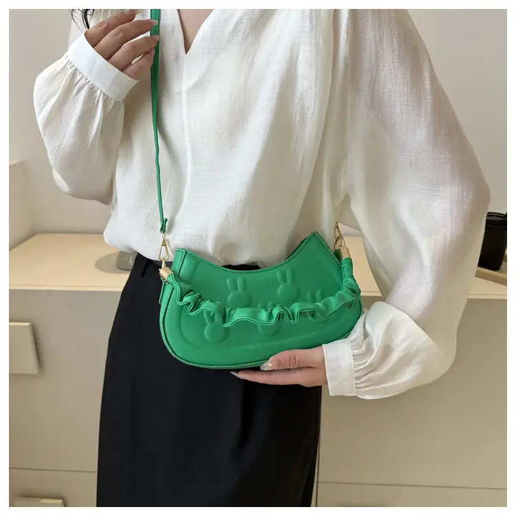 Women's 2024 Spring Semi-Round Shoulder Bag White — feature 13