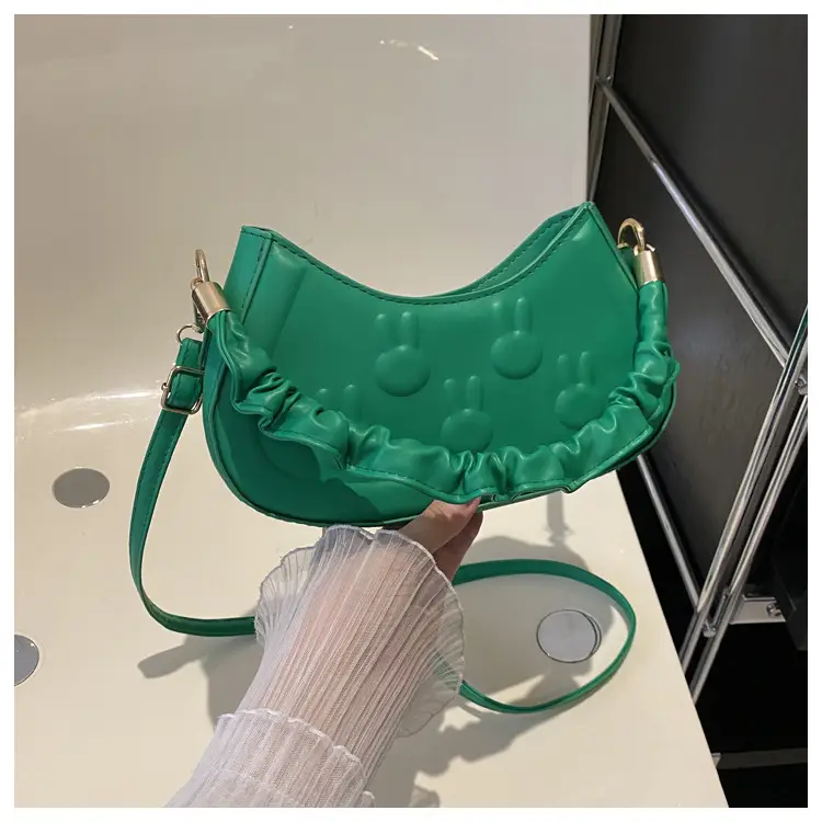 Women's 2024 Spring Semi-Round Shoulder Bag White — feature 26