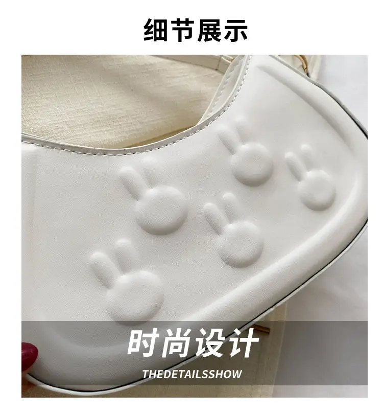 Women's 2024 Spring Semi-Round Shoulder Bag White — feature 4