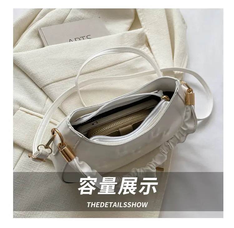 Women's 2024 Spring Semi-Round Shoulder Bag White — feature 8