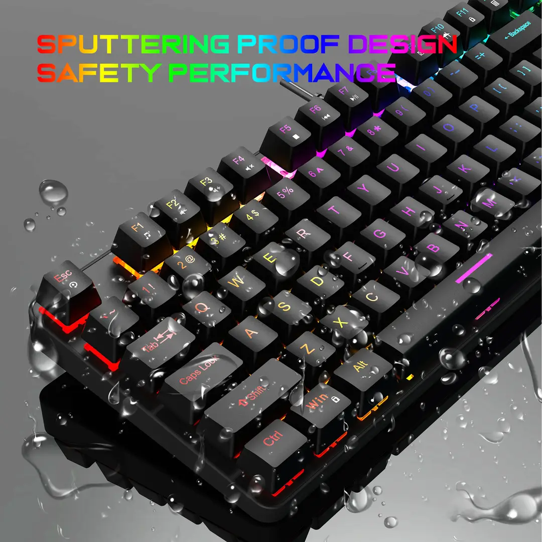 K87 metal mechanical keyboard 87 keys RGB luminous green axis public office home computer accessories Game e-sports cross-border — feature 10