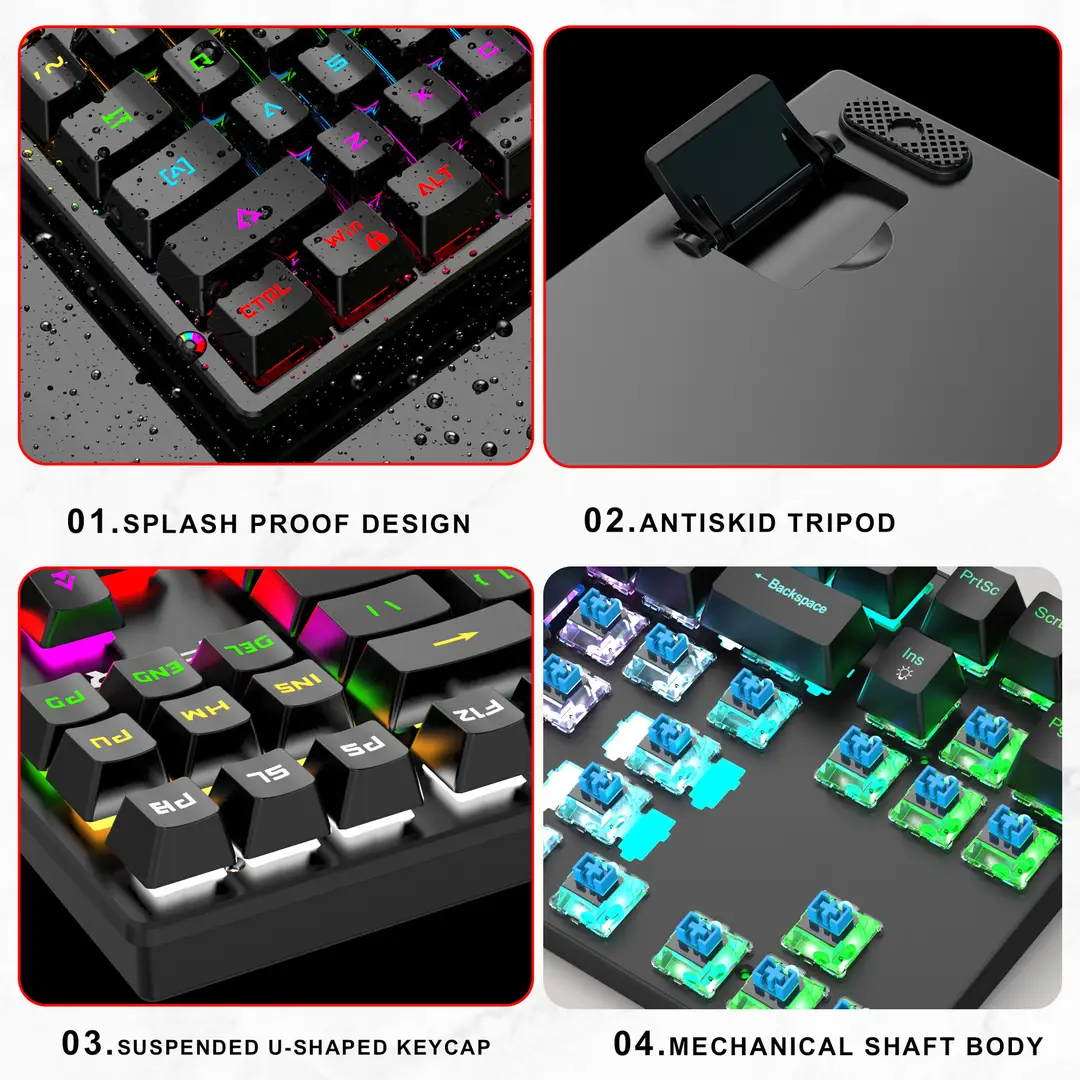 K87 metal mechanical keyboard 87 keys RGB luminous green axis public office home computer accessories Game e-sports cross-border — feature 11