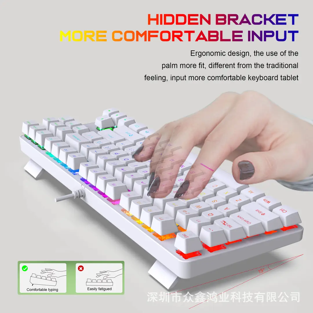 K87 metal mechanical keyboard 87 keys RGB luminous green axis public office home computer accessories Game e-sports cross-border — feature 6