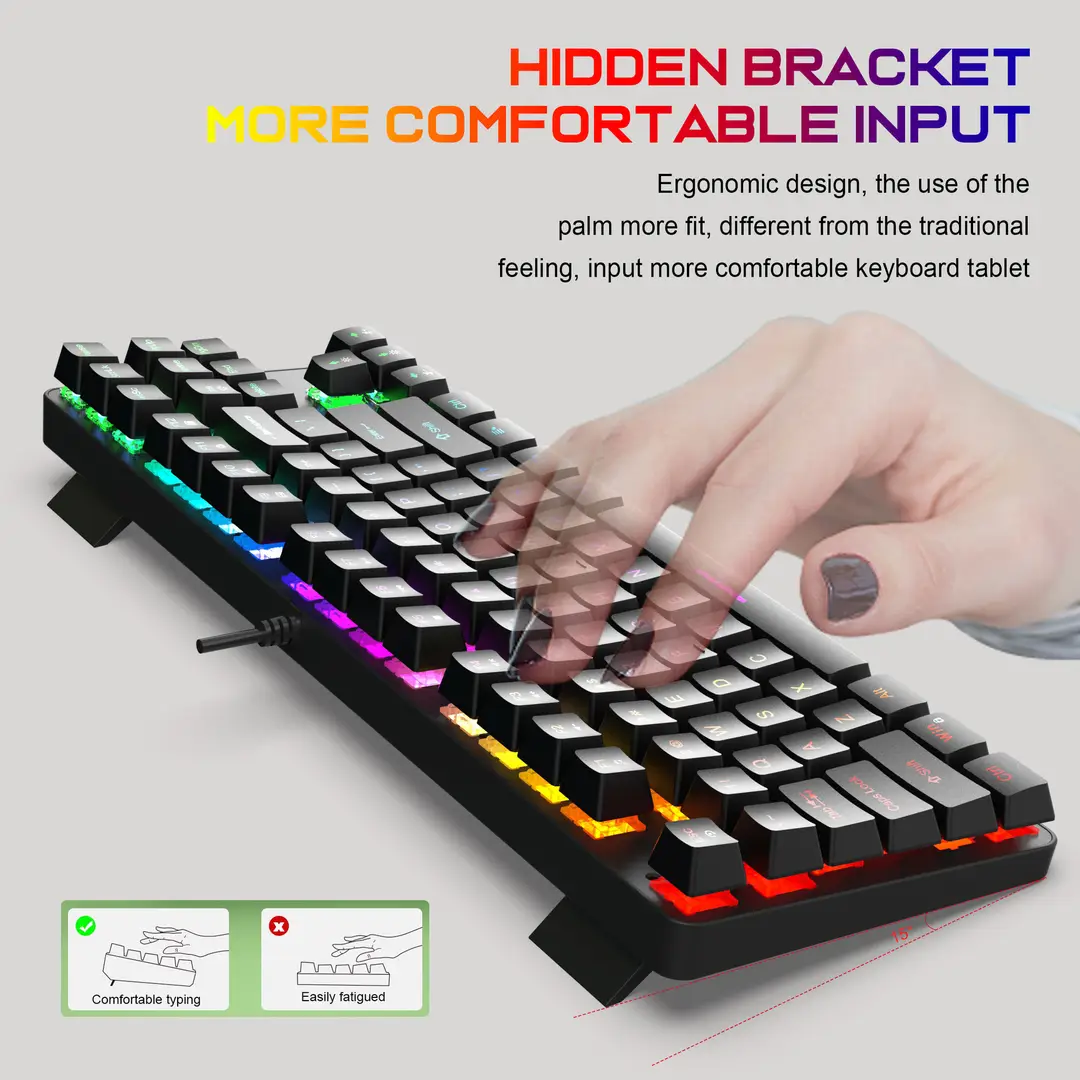K87 metal mechanical keyboard 87 keys RGB luminous green axis public office home computer accessories Game e-sports cross-border — feature 7