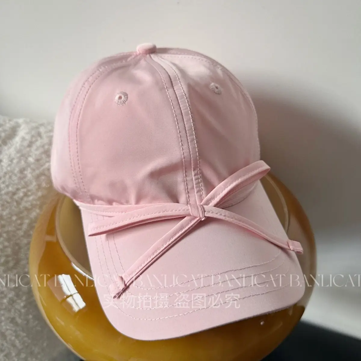 Women's Turquoise Bow Cap with Wide Sunshade - Image 8