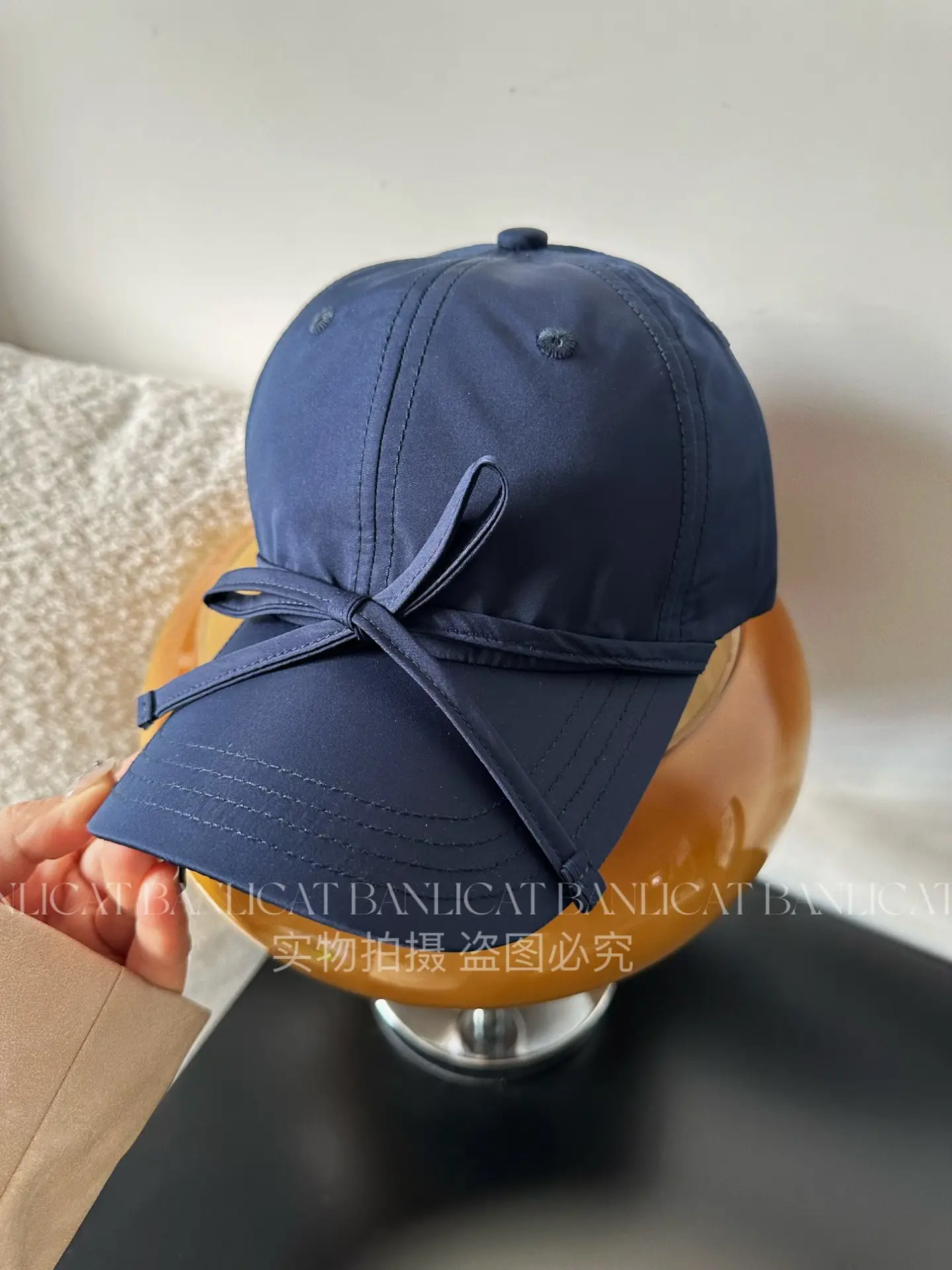 Women's Turquoise Bow Cap with Wide Sunshade — feature 10