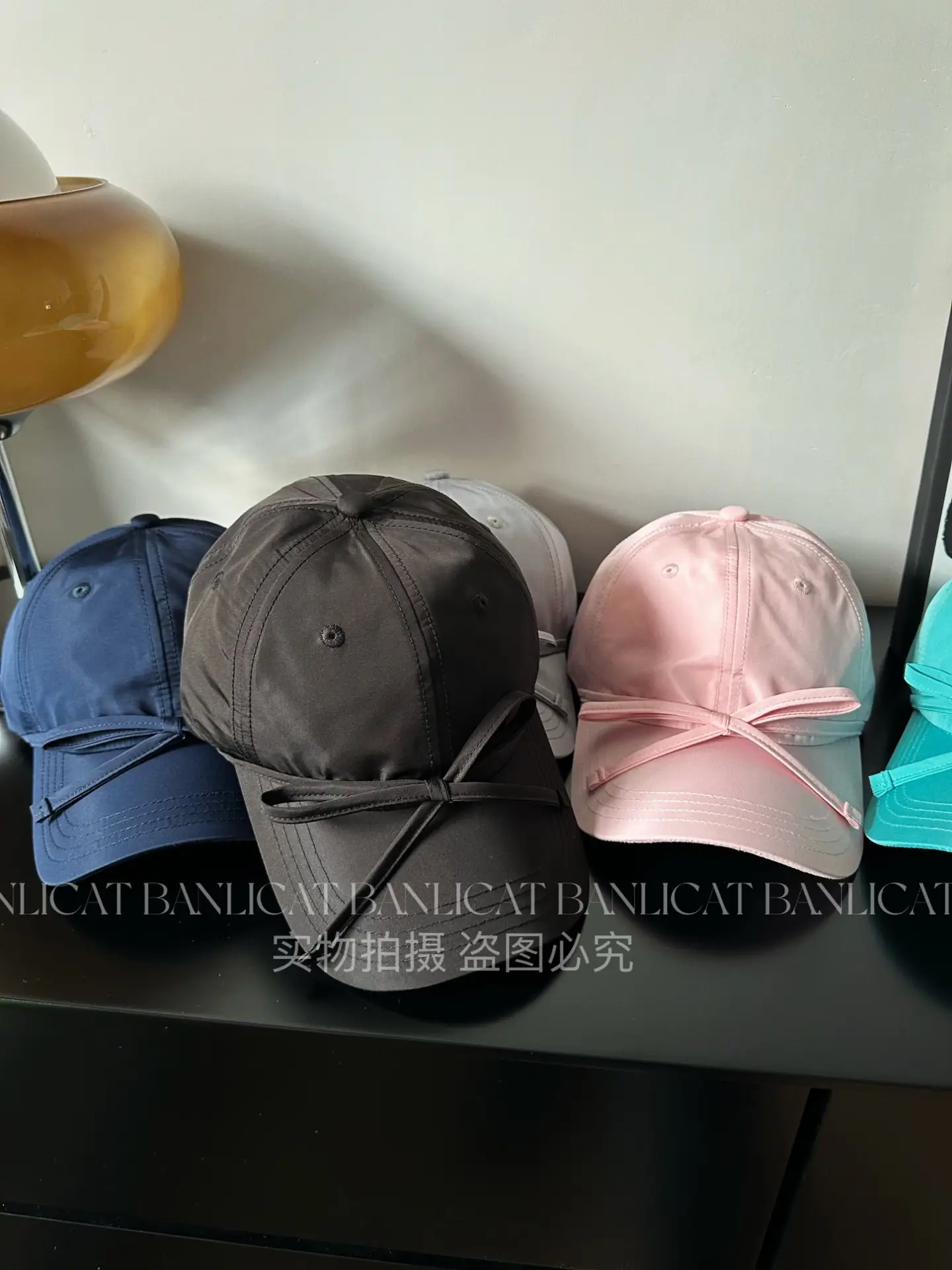 Women's Turquoise Bow Cap with Wide Sunshade — feature 2