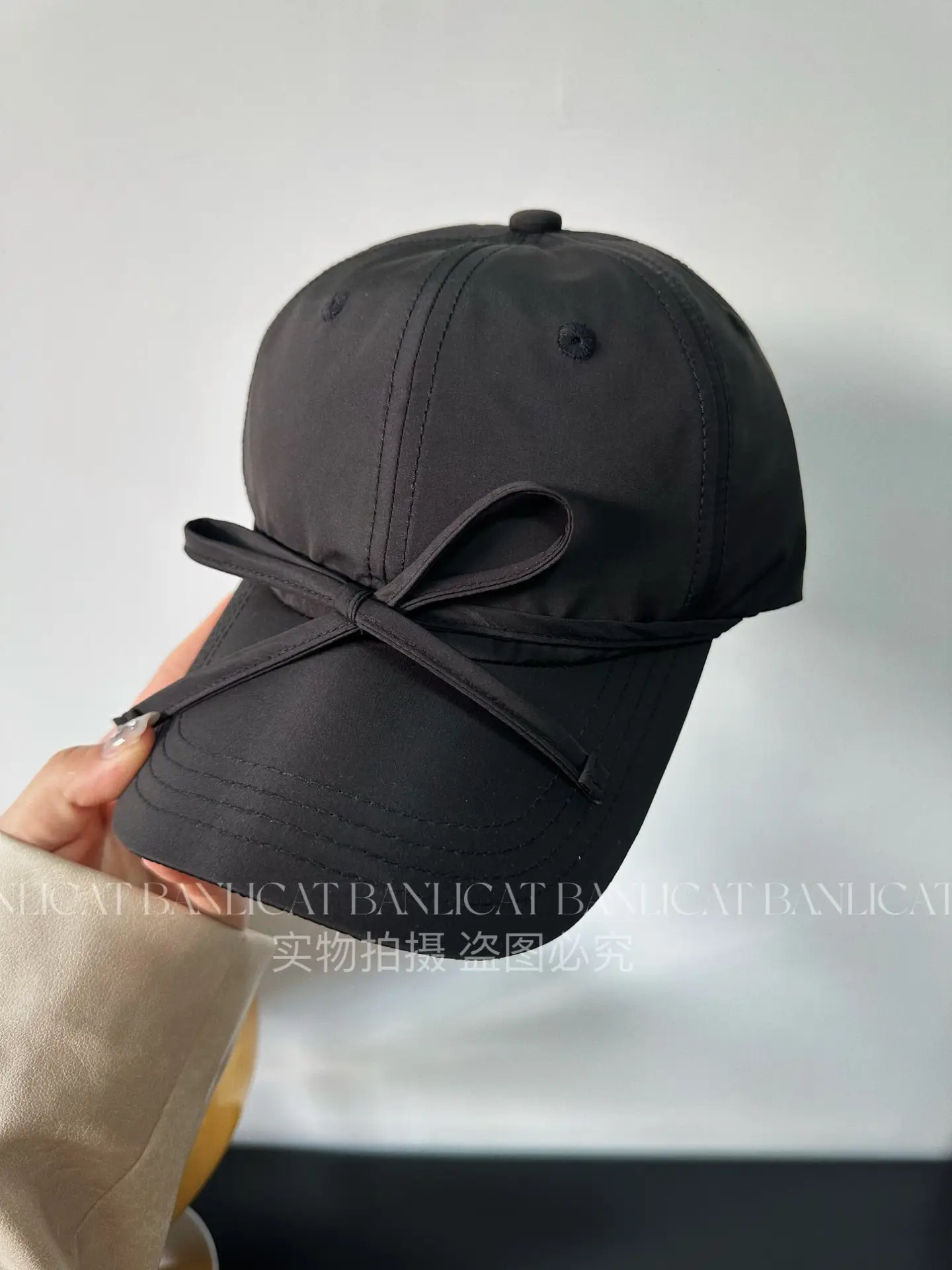 Women's Turquoise Bow Cap with Wide Sunshade — feature 4