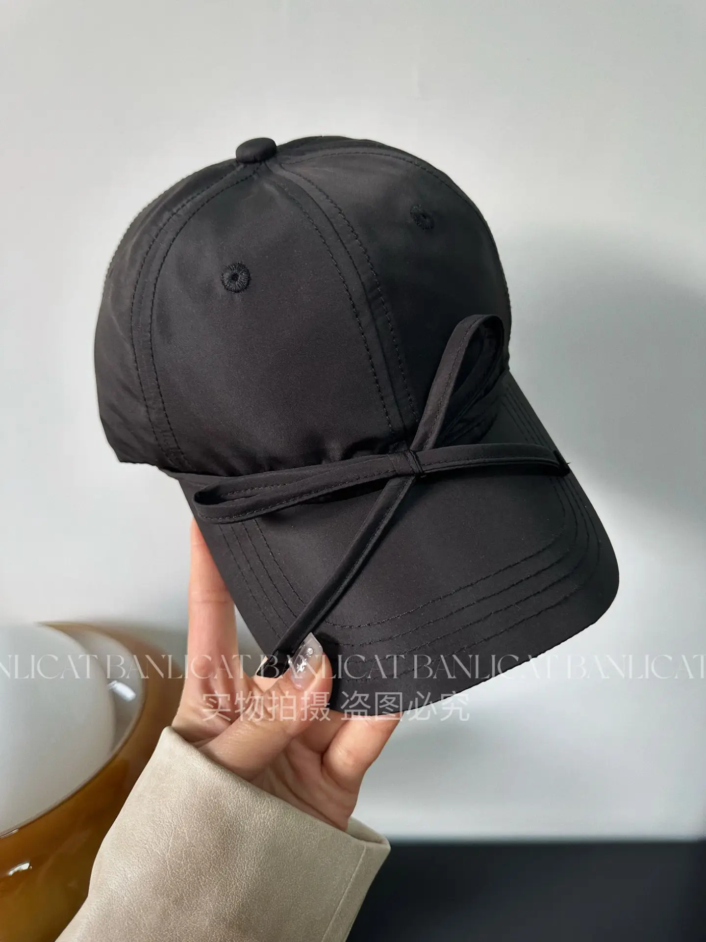 Women's Turquoise Bow Cap with Wide Sunshade — feature 5
