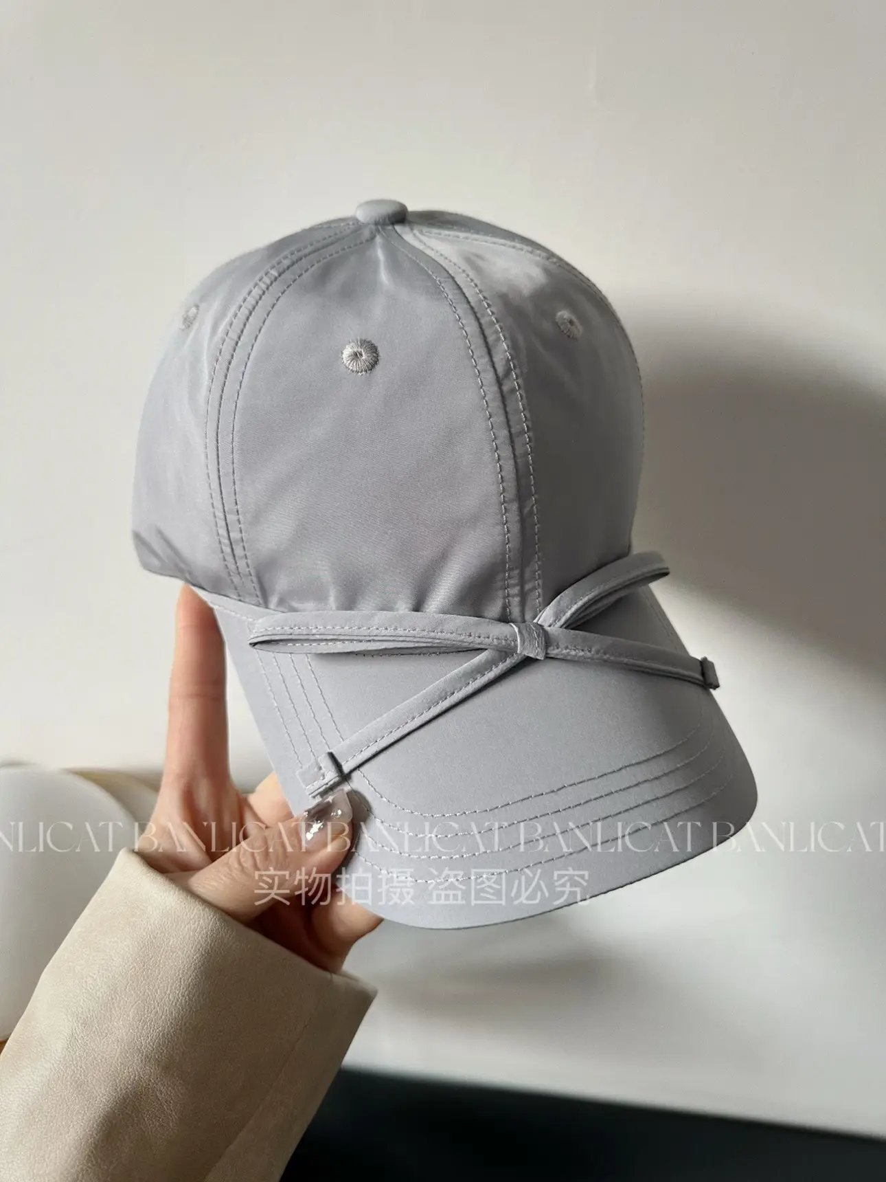 Women's Turquoise Bow Cap with Wide Sunshade - Image 4