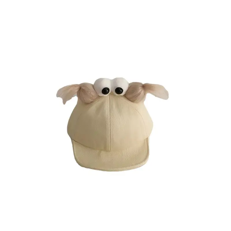 Yipan Kids Soft Beige Peaked Cap with Eyes - Image 9