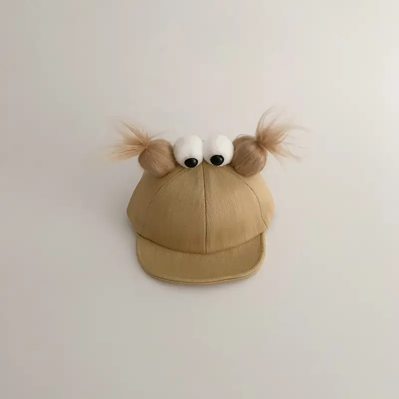Yipan Kids Soft Beige Peaked Cap with Eyes - Image 2