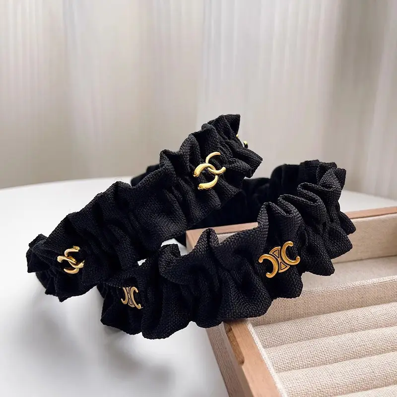 Black Wrinkled Hairpin Headband for Girls Korean Style - Image 11
