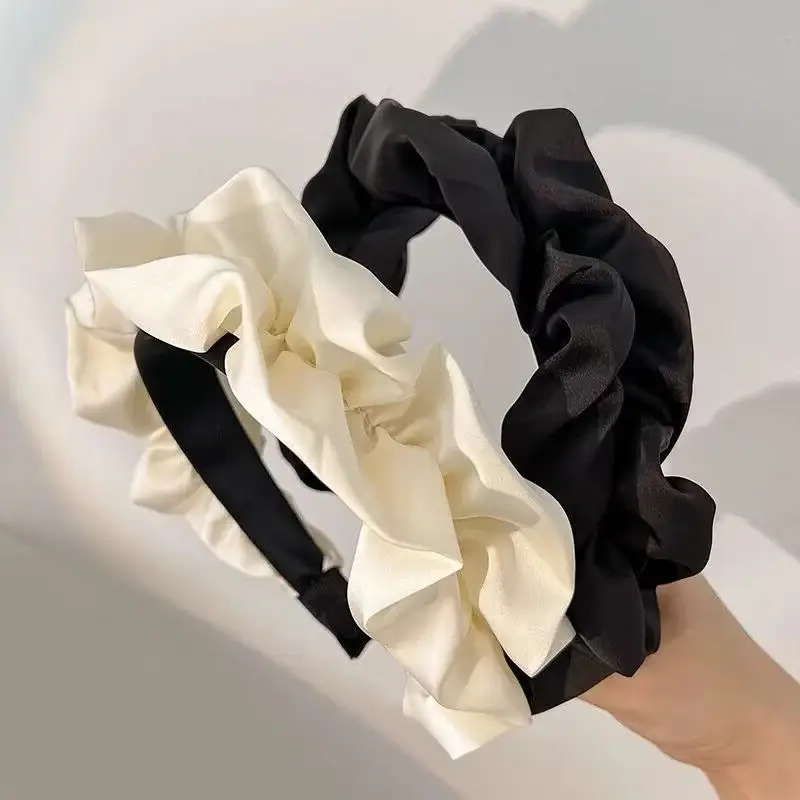 Black Wrinkled Hairpin Headband for Girls Korean Style - Image 12