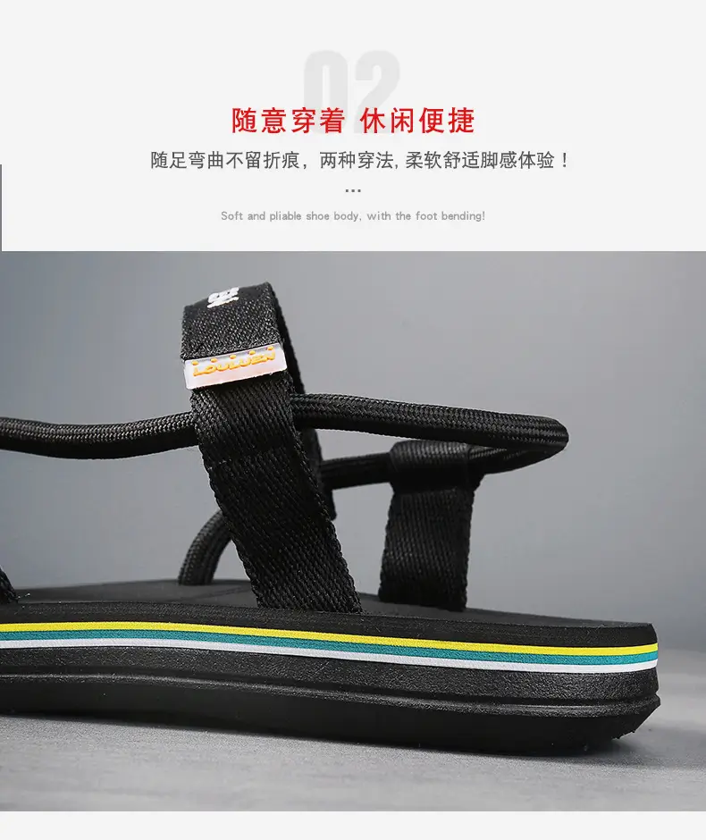 Sandals Men's Summer Korean Style Distinctive Fashion Outwear Beach Shoes Casual Dual-Use Men's Sandals Flip-Flops Flip-Flops — feature 14