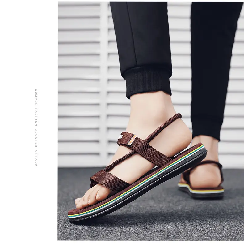 Sandals Men's Summer Korean Style Distinctive Fashion Outwear Beach Shoes Casual Dual-Use Men's Sandals Flip-Flops Flip-Flops — feature 19
