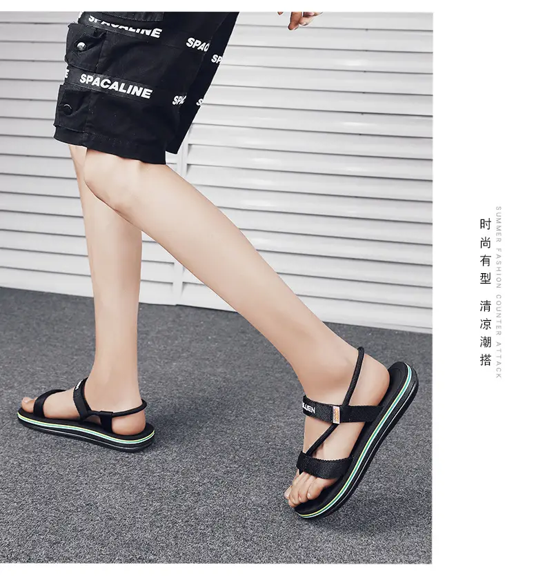 Sandals Men's Summer Korean Style Distinctive Fashion Outwear Beach Shoes Casual Dual-Use Men's Sandals Flip-Flops Flip-Flops — feature 21