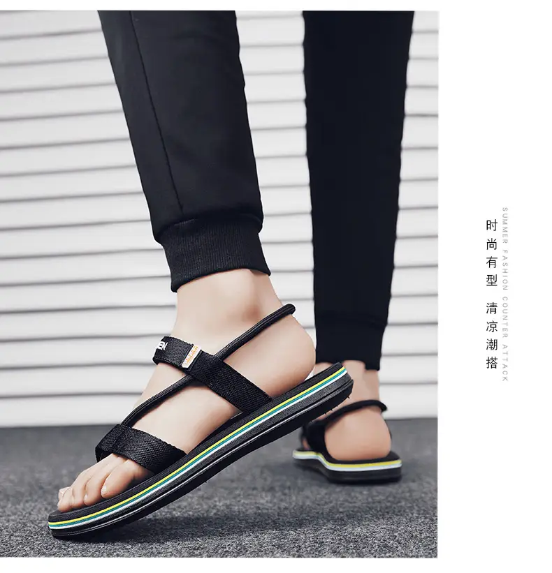 Sandals Men's Summer Korean Style Distinctive Fashion Outwear Beach Shoes Casual Dual-Use Men's Sandals Flip-Flops Flip-Flops — feature 24