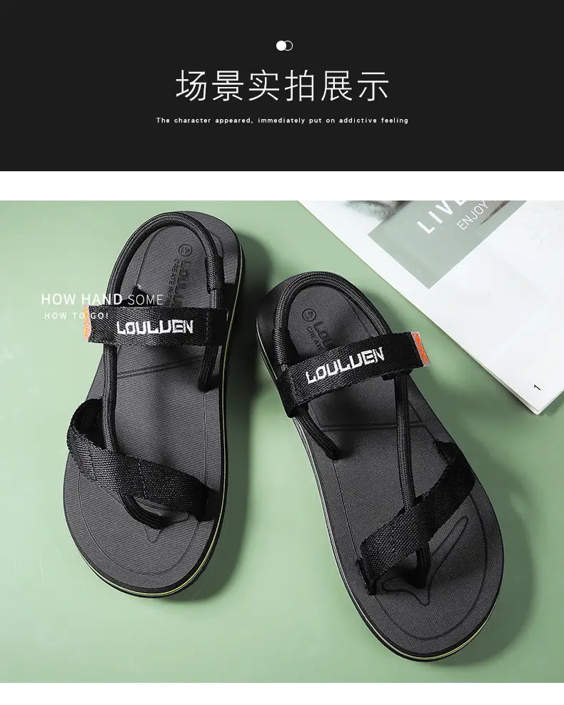 Sandals Men's Summer Korean Style Distinctive Fashion Outwear Beach Shoes Casual Dual-Use Men's Sandals Flip-Flops Flip-Flops — feature 26
