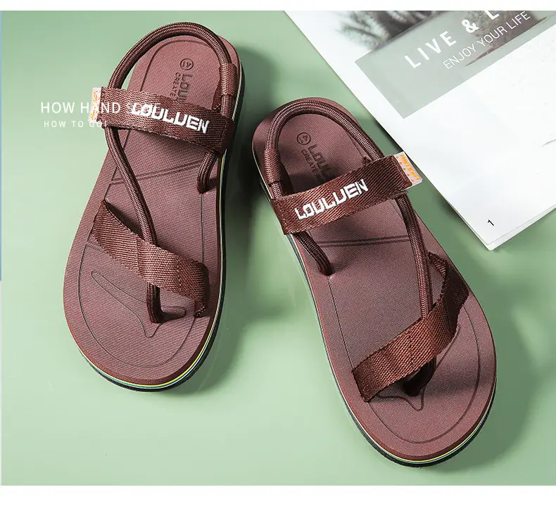 Sandals Men's Summer Korean Style Distinctive Fashion Outwear Beach Shoes Casual Dual-Use Men's Sandals Flip-Flops Flip-Flops — feature 30