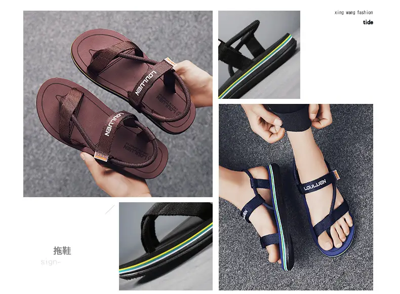 Sandals Men's Summer Korean Style Distinctive Fashion Outwear Beach Shoes Casual Dual-Use Men's Sandals Flip-Flops Flip-Flops — feature 6