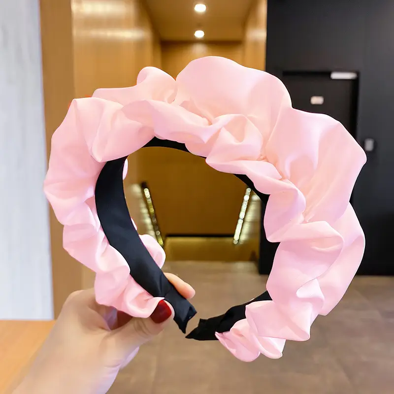 Pink Pleated Hair Hoop Women's Headband Retro French Style - Image 4