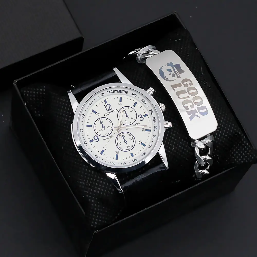 Men's Titanium Watch with Brown Leather Strap — feature 3