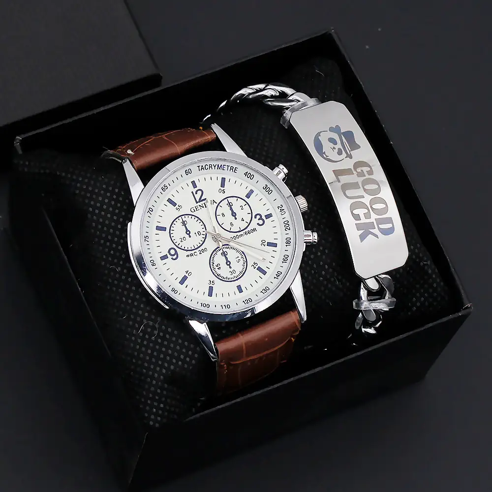 Men's Titanium Watch with Brown Leather Strap — feature 6