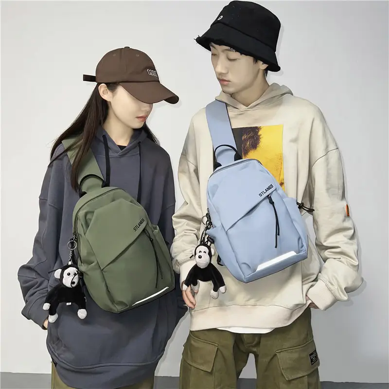 New Korean-Style Unisex Crossbody Bag Olive Green - Image 7