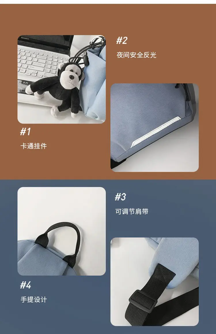 New Korean-Style Unisex Crossbody Bag Olive Green — feature 17