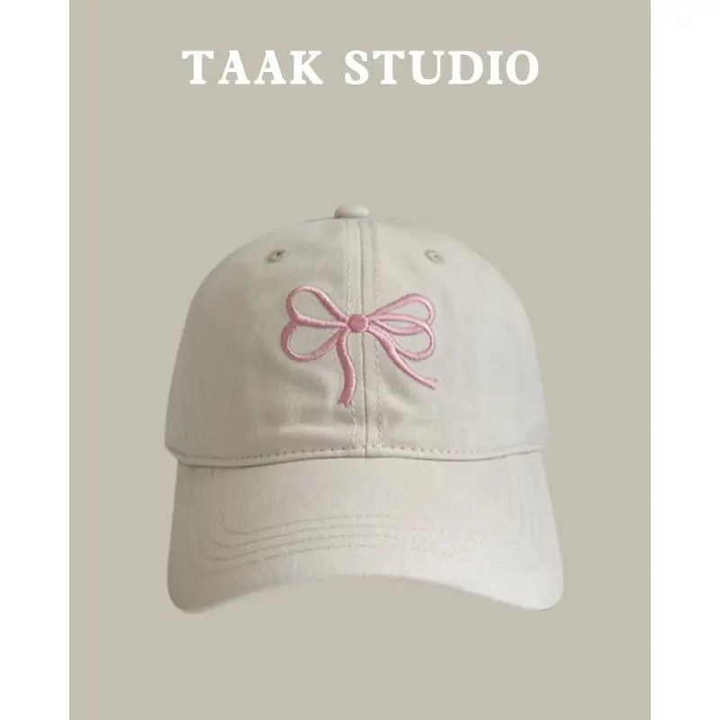Bow Embroidered Women's Plum Baseball Cap - Image 2