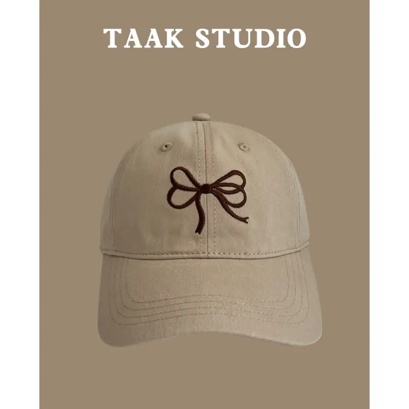 Bow Embroidered Women's Plum Baseball Cap - Image 3
