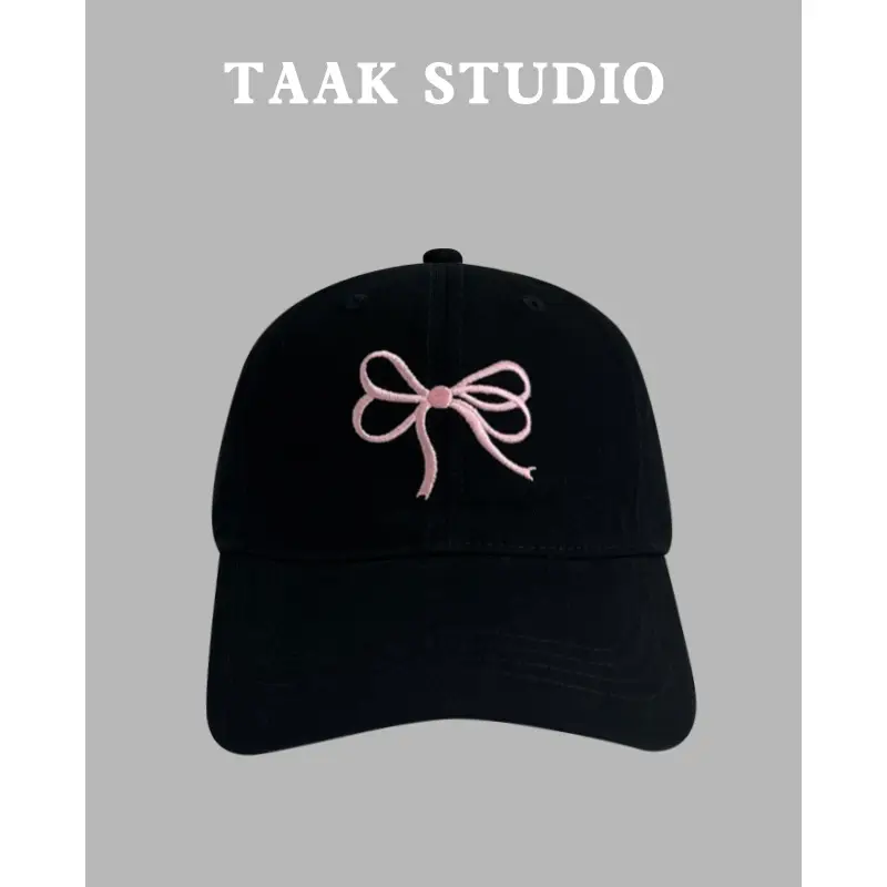 Bow Embroidered Women's Plum Baseball Cap - Image 4