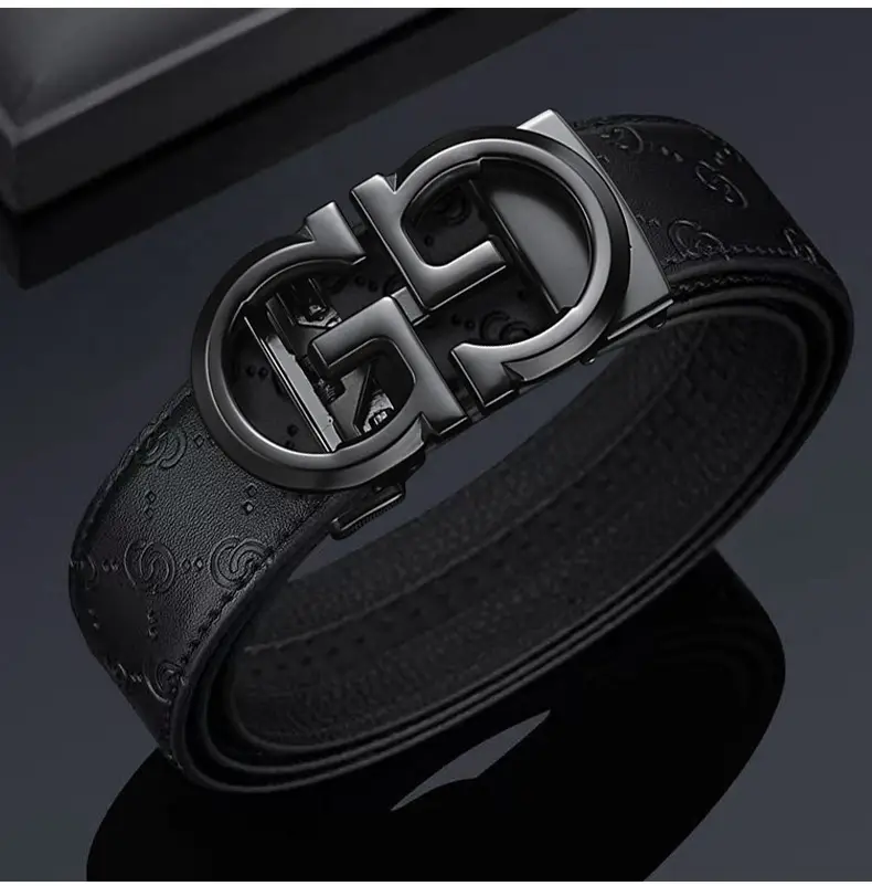 Men's Gold Logo Belt with Genuine Leather Strap — feature 11