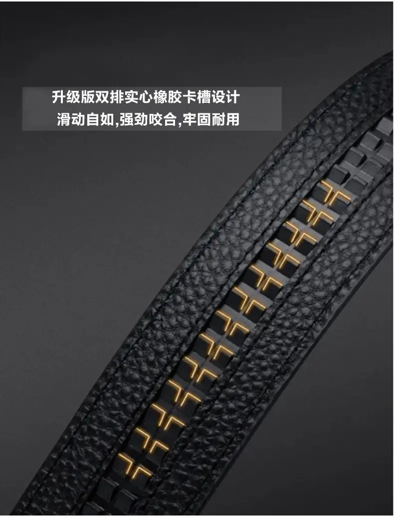 Men's Gold Logo Belt with Genuine Leather Strap — feature 5