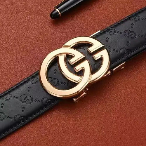 Men's Gold Logo Belt with Genuine Leather Strap - Image 3