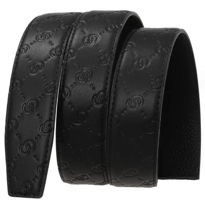 Men's Gold Logo Belt with Genuine Leather Strap - Image 5