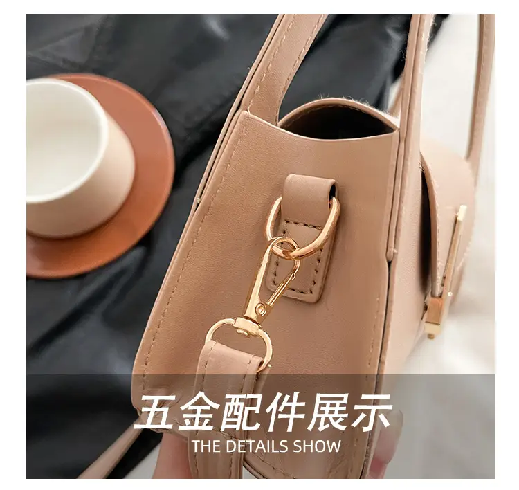 Women's Beige Square Handbag with Gold Clasp — feature 10