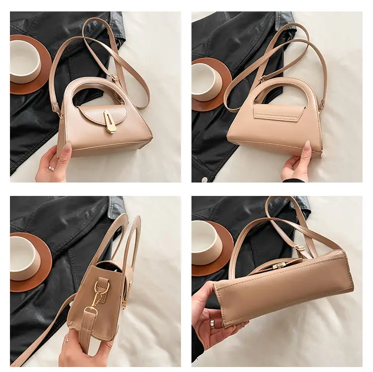 Women's Beige Square Handbag with Gold Clasp — feature 15