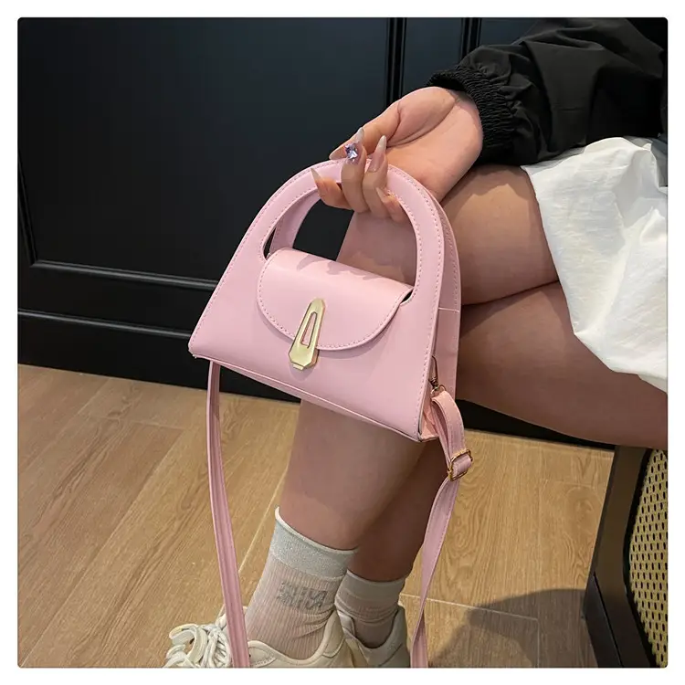 Women's Beige Square Handbag with Gold Clasp — feature 24