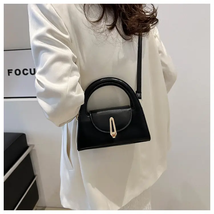 Women's Beige Square Handbag with Gold Clasp — feature 7
