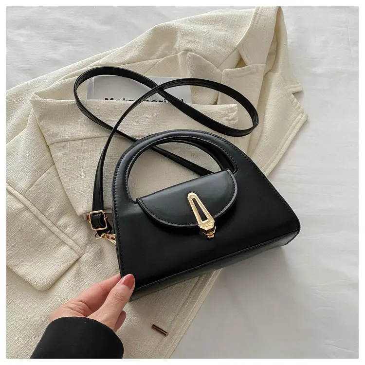 Women's Beige Square Handbag with Gold Clasp — feature 8