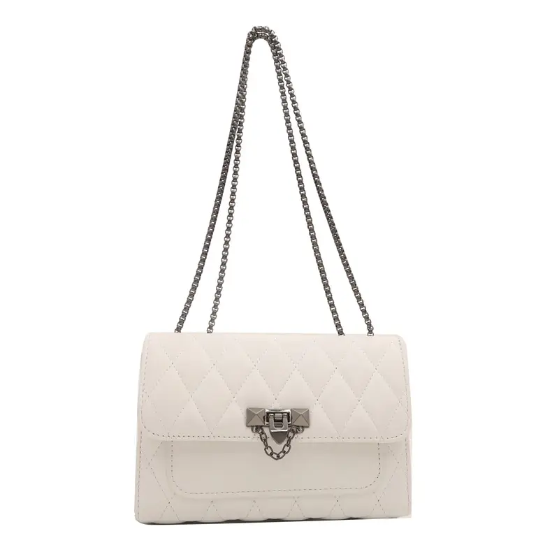 2024 Korean Style Rhombic Chain Shoulder Bag Beige - Image 10