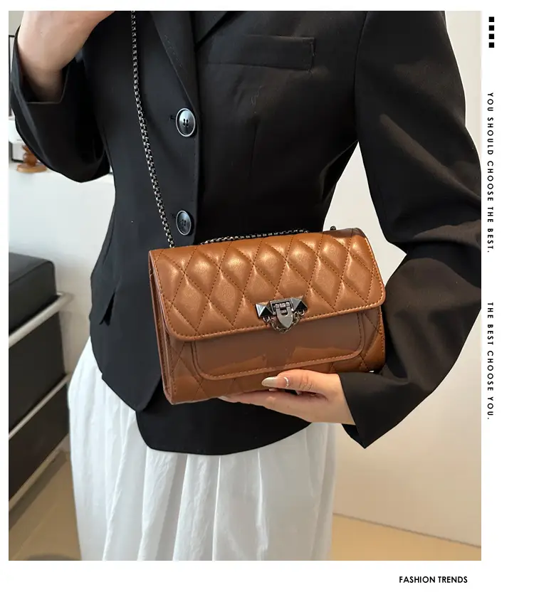 2024 Korean Style Rhombic Chain Shoulder Bag Beige — feature 1