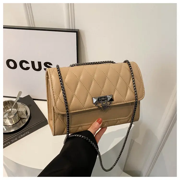 2024 Korean Style Rhombic Chain Shoulder Bag Beige — feature 10