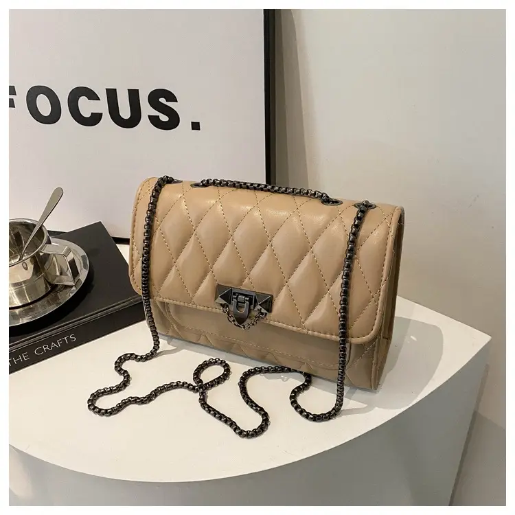 2024 Korean Style Rhombic Chain Shoulder Bag Beige — feature 11