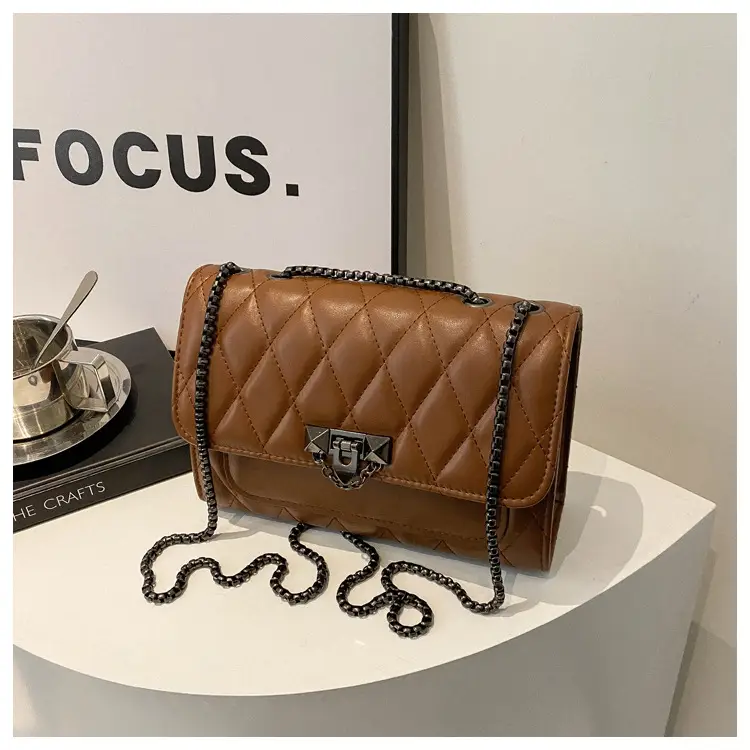 2024 Korean Style Rhombic Chain Shoulder Bag Beige — feature 17